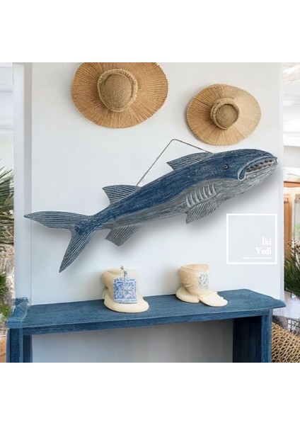 Willy 100 cm Ahşap Balık Duvar Süsü – Denizcilik Temalı Dekor, Bahçe Balkon Meyhane Aksesuarı