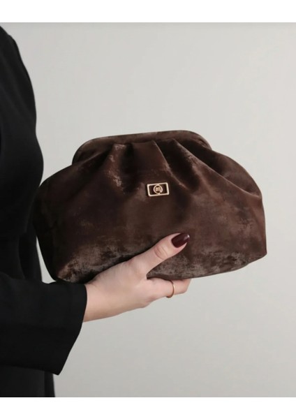 Gizli Burslu Süet Ekstra Askılı Kadın Clutch El Kol Omuz Çantası