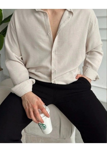 Erkek Uzun Kollu Regular Sofya Keten Gömlek modelleri