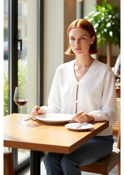 Kadın Kareli Crop Bluz V Yaka Bağlama Detaylı Uzun Balon Kol Dokuma Gömlek Rahat ve Şık Tasarım modelleri