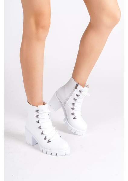 Joss Bağcıklı Fermuarlı Ortopedik Taban Suya ve Soğuğa Dayanıklı Topuklu Cilt Kadın Bot Bt Beyaz fırsatları