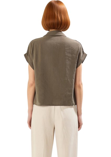 Kadın Günlük Şıklığın Anahtarı Kısa Kollu Dokuma Gömlek Rahat ve Şık Tasarım Yaz Mevsimi Spor indirimleri