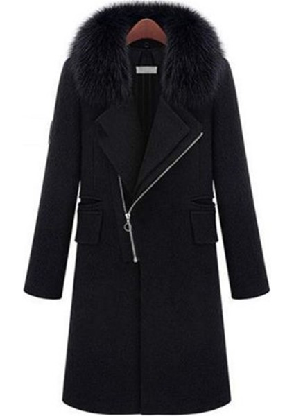 Kışlık Kaşe Kürklü Kadın Kaban fırsatları