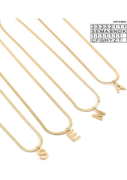 Çelik Harf Kolye Gold (24 Adet)