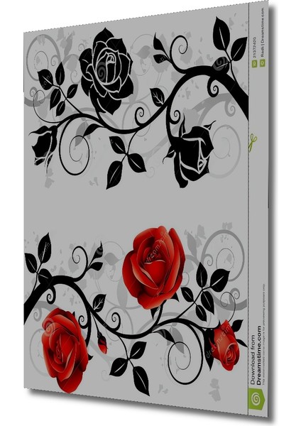 Kırmızı ve Siyah Gül Desenli Yağlı Boya Görünümlü Dekoratif Ahşap Tablo Dikdörtgen Tablo modelleri