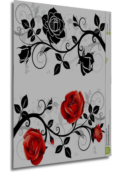 Kırmızı ve Siyah Gül Desenli Yağlı Boya Görünümlü Dekoratif Ahşap Tablo Dikdörtgen Tablo fırsatları