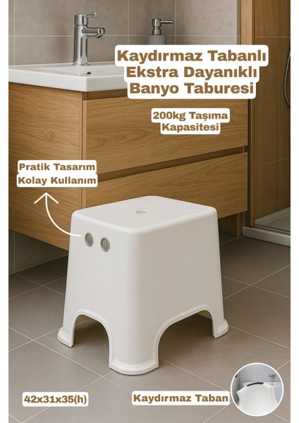 Kaydırmaz Tabanlı Lüx Banyo Taburesi - Pratik Tasarım ve Ekstra Dayanıklı Kaydırmaz Banyo Taburesi