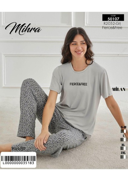 50107 Milan Kısakol Altı Uzun Kadın Pijama Takım