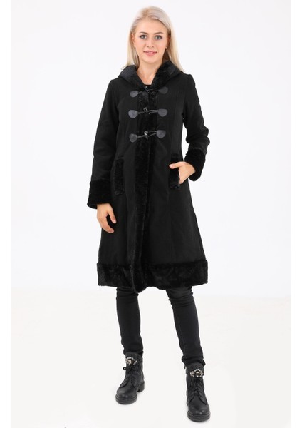 Tasarım Kaşe Kaşmir Kürk Detaylı Kaban