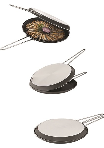 Redio 32 cm Çift Taraflı Balık Börek Hamsi Krep Menemen Tavası Yeşil modelleri