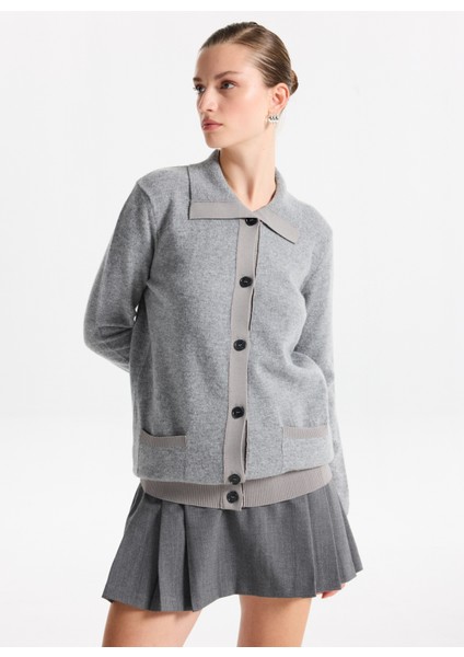 Gri Melanj Kadın Hırka F5WL-HRK0008