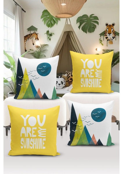 4'lü Kırlent Kılıf Seti Çocuk Bebek Odası Dijital Baskılı