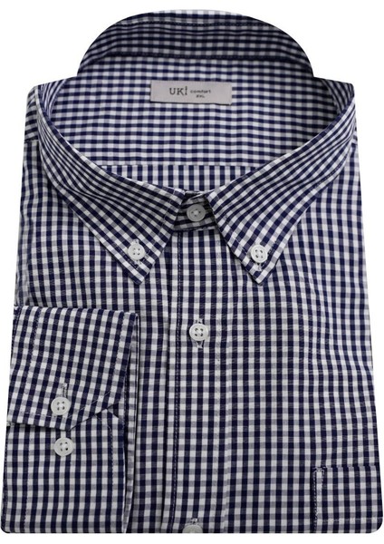 Lacivert Comfortfit Casual Uzun Kol Gömlek