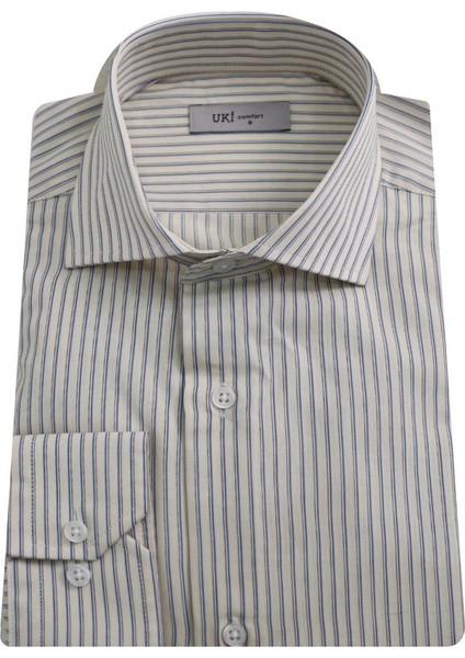 Bej Tam Italyan Yaka Klasik Gömlek