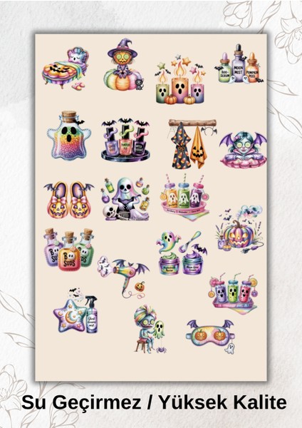 Cadılar Bayramı Spa Cilt Bakım Temalı Sticker Ajanda Bullet Journal YRM046