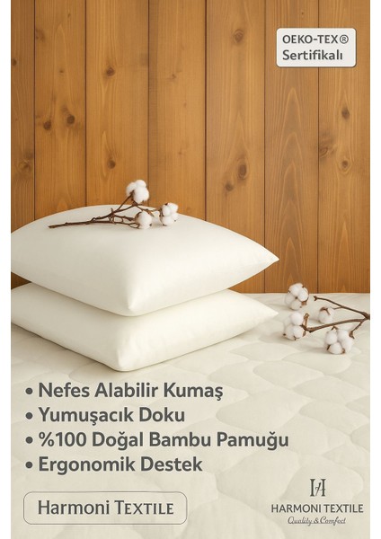 %100 Doğal Bambu Pamuk Dolgulu 50X70 Yastık