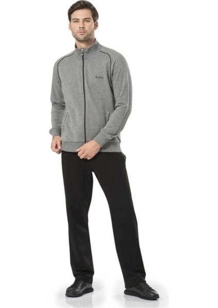 Erkek Fermuarlı Şeritli Dik Yaka Cepli Eşofman Takımı TH.CLVR.70.P.55C