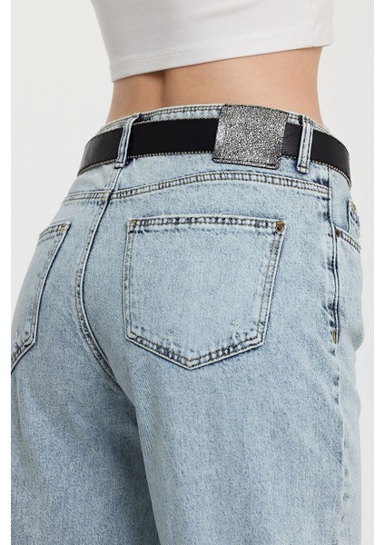 Geniş Paça Düşük Bel Kadın Jean Pantolon - Denim Denim - 26 modelleri