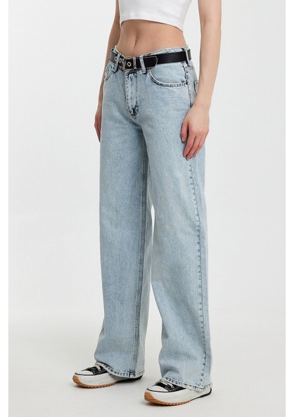 Geniş Paça Düşük Bel Kadın Jean Pantolon - Denim Denim - 26 fırsatları