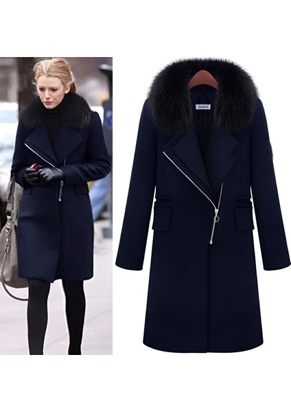 Kışlık Kürklü Kaşe Tasarım Kadın Kaban modelleri