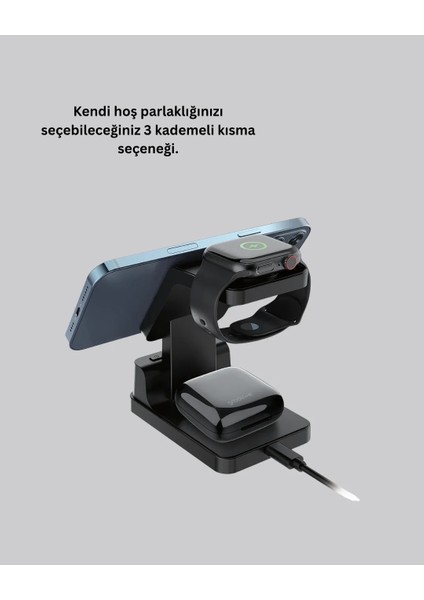 Kablosuz Şarjlı Dijital Masa Saati – 3 Parlaklık Seviyeli Led, Hızlı Şarj, Apple Uyumlu indirimleri