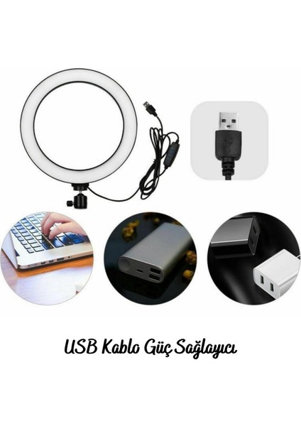 8inç 20CM Youtube Instagram Tiktok Selfie Stüdyo Video Fotoğraf Ring Light Tripod LED Halka Işık (5361) indirimleri