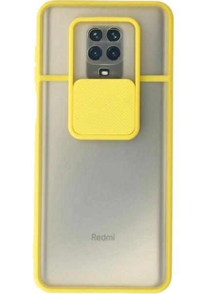 Xiaomi Redmi Note 9 Pro Kılıf Palm Buzlu Kamera Sürgülü Silikon - Sarı (K95)