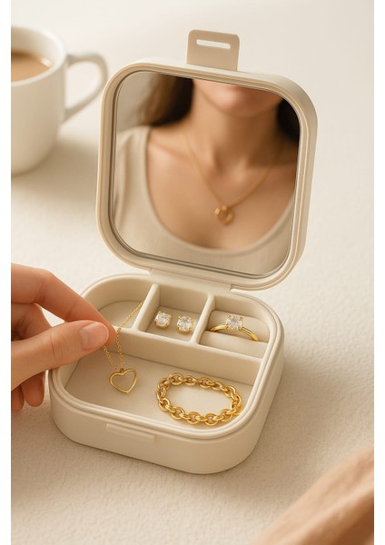 Makyaj Aynalı Takı ve Aksesuar Kutusu | Taşınabilir Organizer Kutu fiyatları