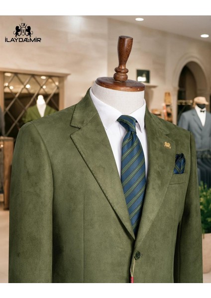 Italyan Kesim Özel Tasarım Erkek Blazer Ceket Yeşil
