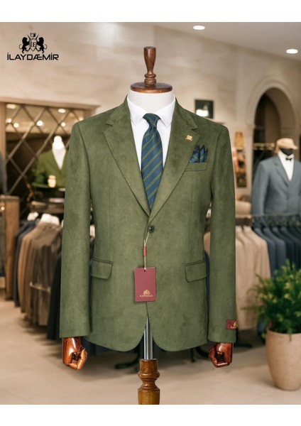 Italyan Kesim Özel Tasarım Erkek Blazer Ceket Yeşil fiyatları