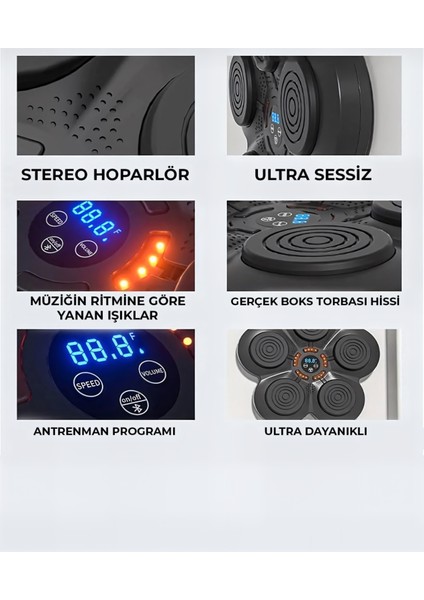 Akıllı Boks Egzersiz Aleti – Bluetooth Destekli, Müzikli Boks Tahtası (Led)