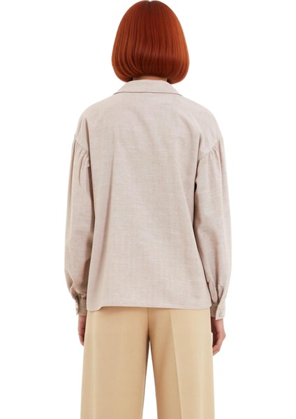 Kadın Fırfır Detaylı Uzun Balon Kollu Dokuma Gömlek Her Mevsim Giyilebilir Şık Tasarım Spor fiyatları