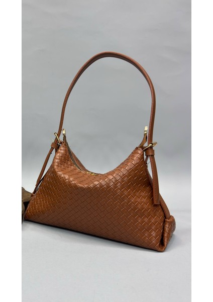The Moiss Örgü Dokulu Kahverengi Renk El ve Omuz Çantası