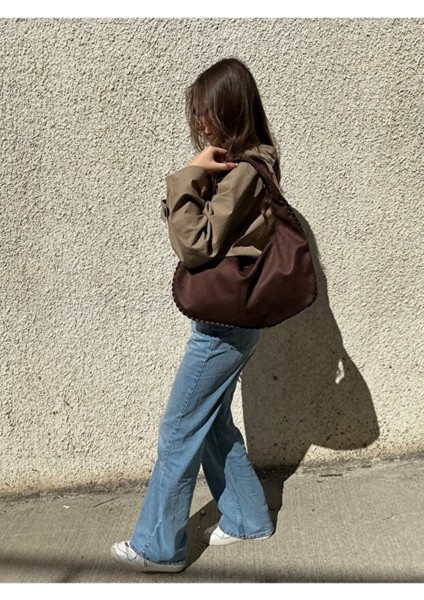 The Moiss Acı Kahve Geniş Hacimli Süet Omuz Çantası