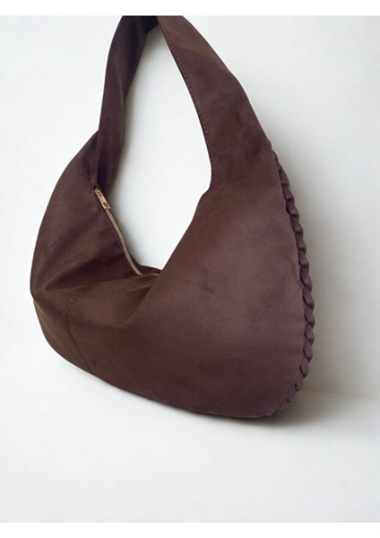 The Moiss Acı Kahve Geniş Hacimli Süet Omuz Çantası modelleri