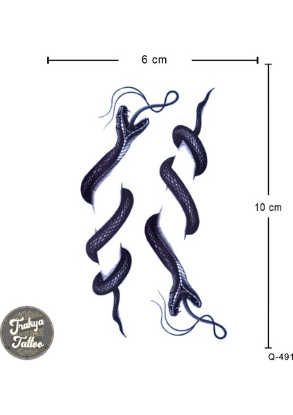 Geçici Dövme 1-2 Hafta Kalıcı Minimal 2li Yılan Dövmesi