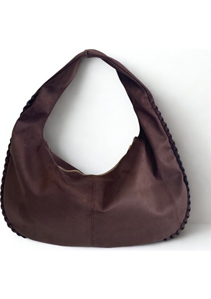 The Moiss Acı Kahve Geniş Hacimli Süet Omuz Çantası fırsatları