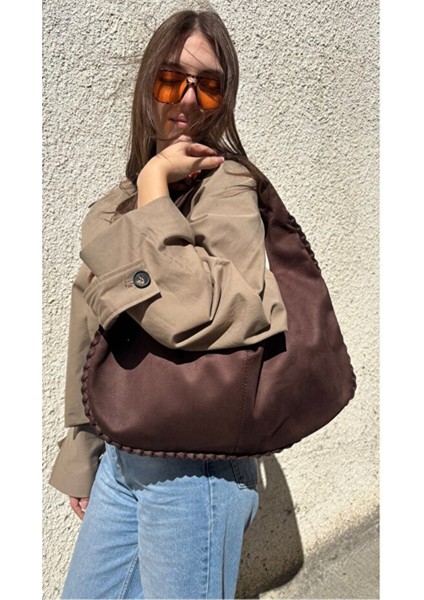 The Moiss Acı Kahve Geniş Hacimli Süet Omuz Çantası indirimleri