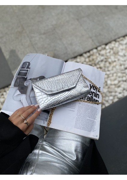 Gümüş Uzun Askılı Krok Clucth Jake Kadın El ve Omuz Çantası indirimleri