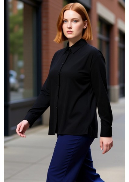 Kadın Bürümcük Dokulu Esnek Örme Gömlek Fonksiyonel Dayanıklı Kaliteli Konforlu Estetik Şık