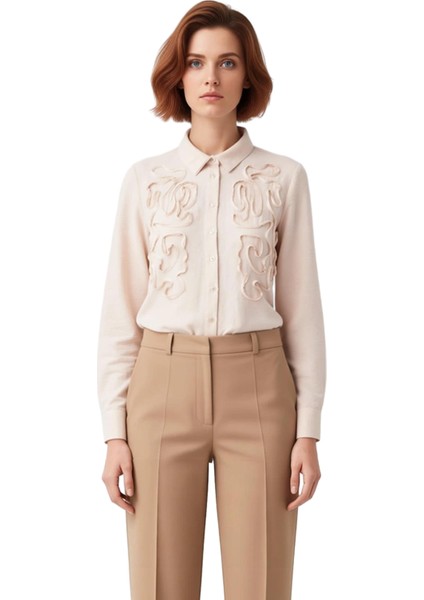 Kadın Aerobin Dokuma Gömlek Göğüs Bölgesinde Fırfır Nakış Detayları ile Şık ve Konforlu Bir Seçenek fırsatları