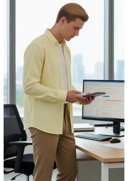 Unisex Regular Fit Pamuklu Keten Görünümlü Uzun Kollu Gömlek Gündelik Şıklık Sunar Estetik modelleri