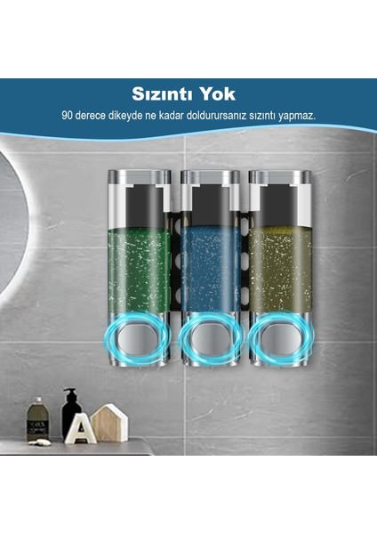 Duvara Monte 3 Bölmeli Sıvı Sabun ve Şampuan Dispanseri – Sızdırmaz, Şık ve Pratik Kullanım fırsatları