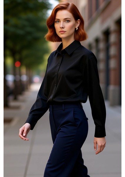 Kadın Düz Renk Poplin Gömlek Oversize Kesim Arkası Düğmeli Detaylar Fonksiyonel Dayanıklı Şık indirimleri