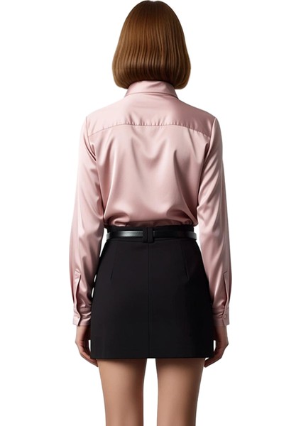 Kadın Için Şık Dokuma Saten Gömlek Regular Kalıp Uzun Kollu Zamansız Tasarım ve Konfor Spor indirimleri