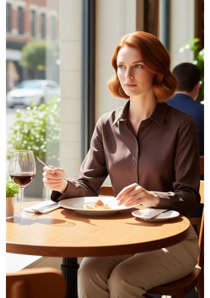 Kadın Şık Modern Kesim Uzun Kol Düz Renk Gömlek Ofis ve Günlük Kombinlere Uygun Fonksiyonel fiyatları