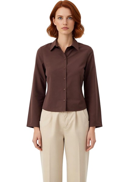 Kadın Şık Modern Kesim Uzun Kol Düz Renk Gömlek Ofis ve Günlük Kombinlere Uygun Fonksiyonel fırsatları