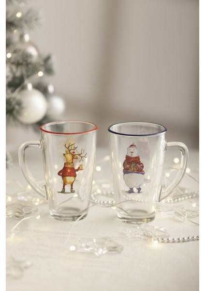 Deer Santa 2'li Kupa Seti Mavi-Kırmızı 400 cc fırsatları