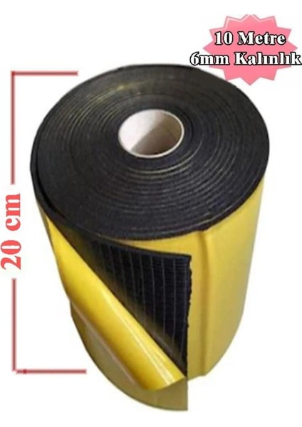 Araç Oto Ses Isı Yalıtım 20CMX10METRE 6mm Yapışkanlı Kauçuk Izolasyon Malzemesi