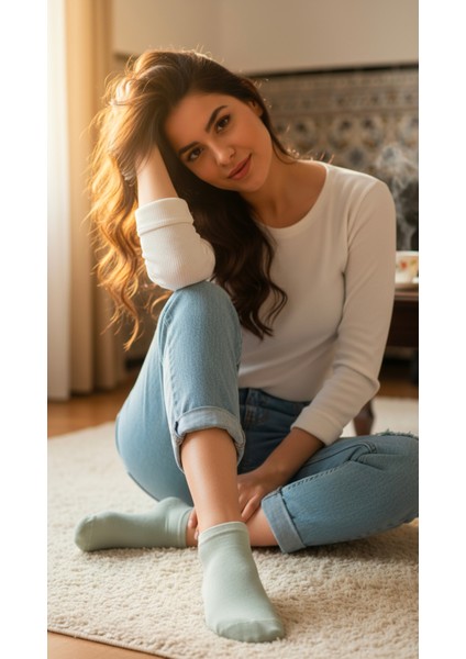 Kadın Bambu Patik Çorap 785 Yeşil 6'lı Paket